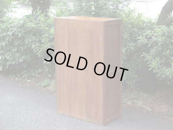 画像4: 昭和レトロ 楢材ガラス戸棚 ダイヤガラス 水屋