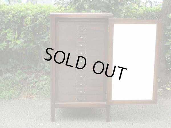 画像2: 古い扉付き 10杯引出し レコードケース