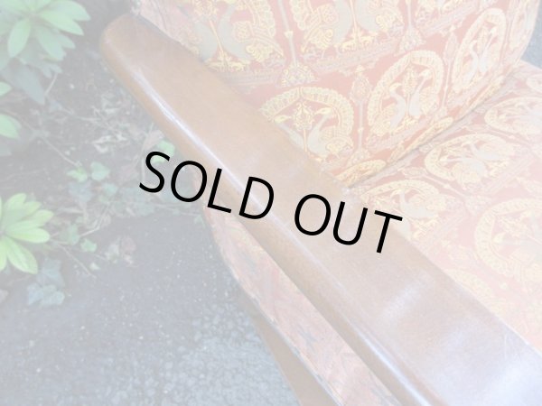 画像10: オリエンタル柄の一人掛けソファ 桜材 (3)