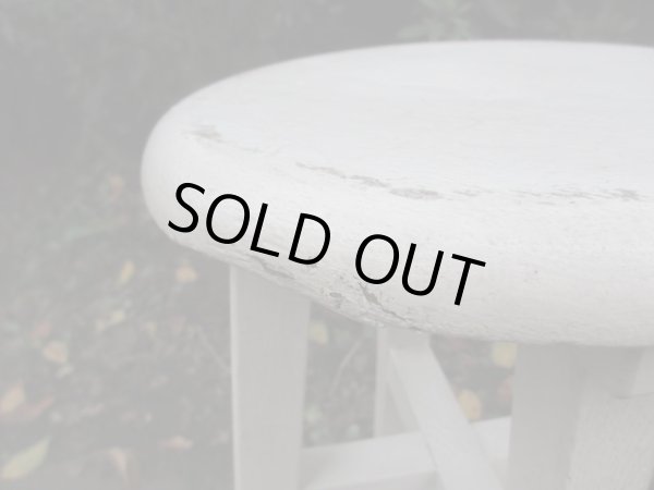 画像5: 古い白ペイントスツール 椅子