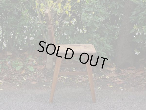 画像4: レトロな古い楢材の木製チェア 椅子