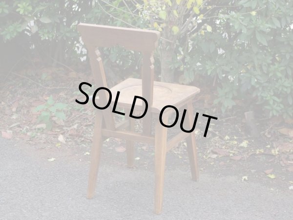 画像5: レトロな古い楢材の木製チェア 椅子