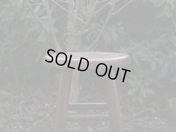 画像2: アンティーク 木製スツール 丸椅子