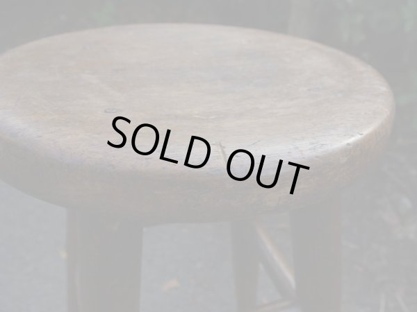 画像7: アンティーク 木製スツール 丸椅子