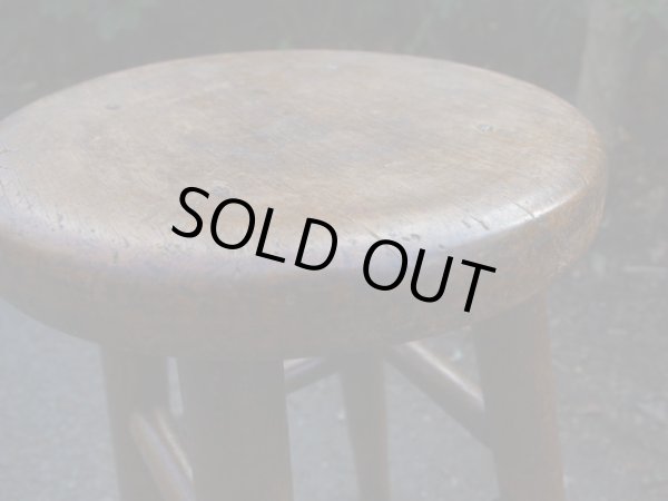 画像6: アンティーク 木製スツール 丸椅子