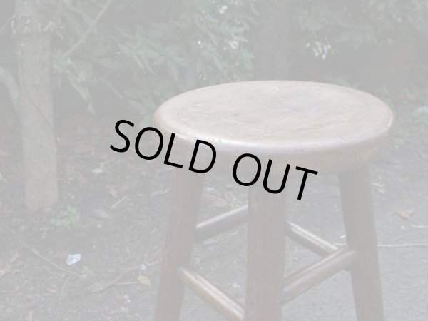 画像3: アンティーク 木製スツール 丸椅子