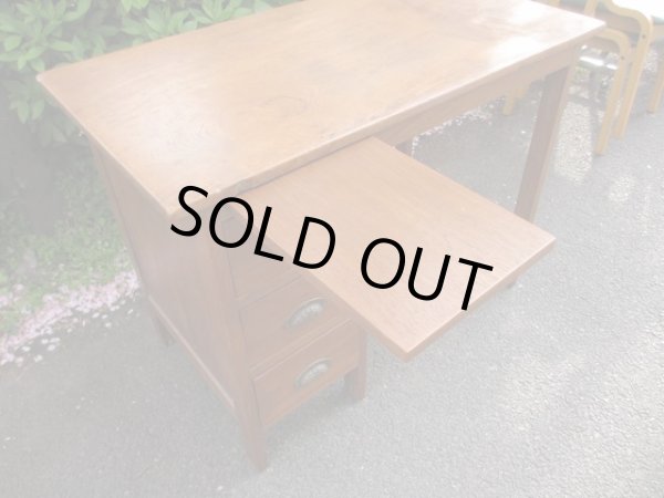 画像6: 古いチーク無垢材一枚板天板の片袖デスク 机