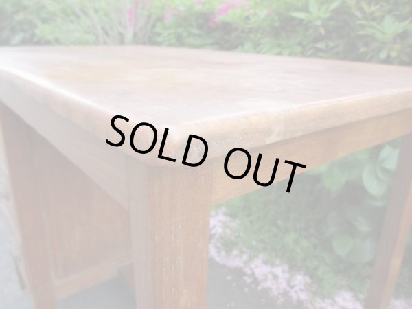 画像9: 古いチーク無垢材一枚板天板の片袖デスク 机