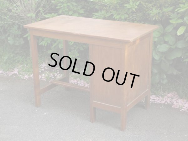 画像3: 古いチーク無垢材一枚板天板の片袖デスク 机