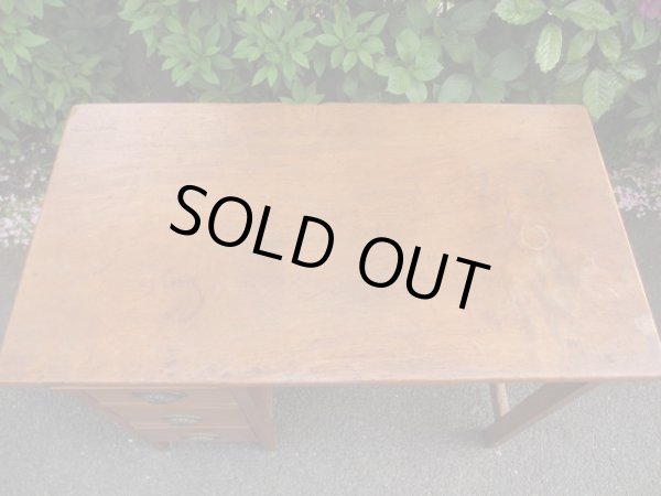 画像5: 古いチーク無垢材一枚板天板の片袖デスク 机