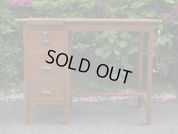 画像4: 古いチーク無垢材一枚板天板の片袖デスク 机