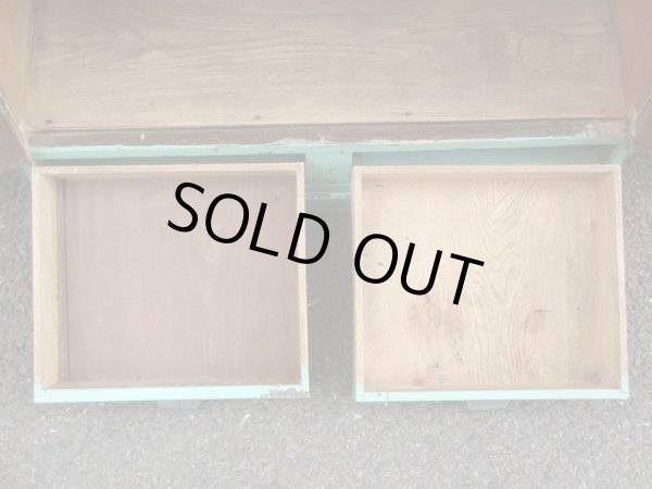 画像10: レトロポップ ペイントされたダイヤガラス戸の本箱 キャビネット