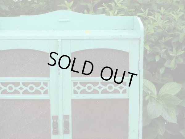 画像6: レトロポップ ペイントされたダイヤガラス戸の本箱 キャビネット