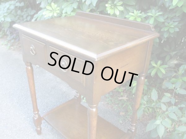 画像5: 古いオーク無垢材の小机 コンソールテーブル