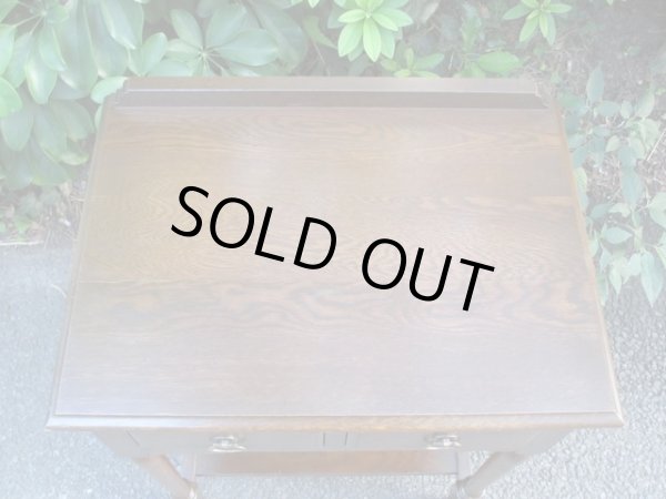 画像7: 古いオーク無垢材の小机 コンソールテーブル