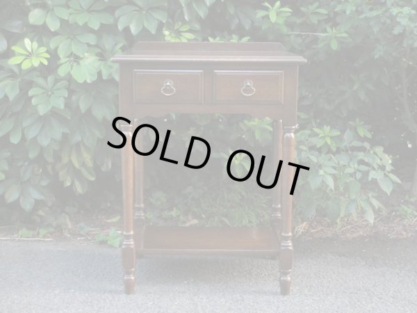 画像2: 古いオーク無垢材の小机 コンソールテーブル