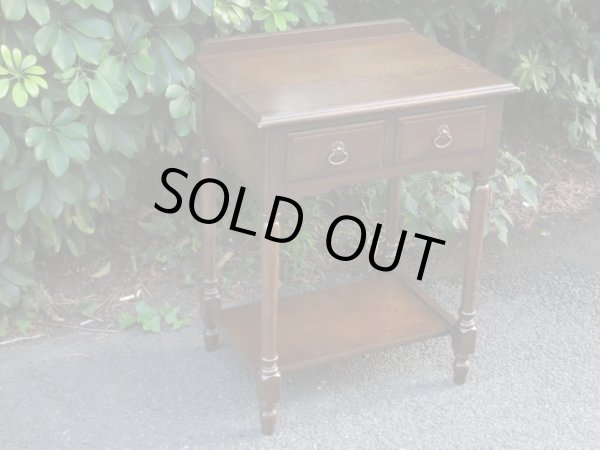 画像3: 古いオーク無垢材の小机 コンソールテーブル