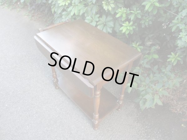 画像5: 古いオーク無垢材のバタフライテーブル ワゴン