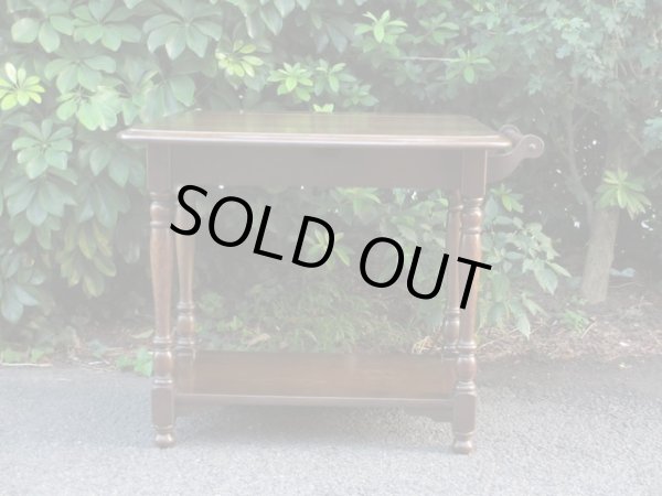 画像2: 古いオーク無垢材のバタフライテーブル ワゴン