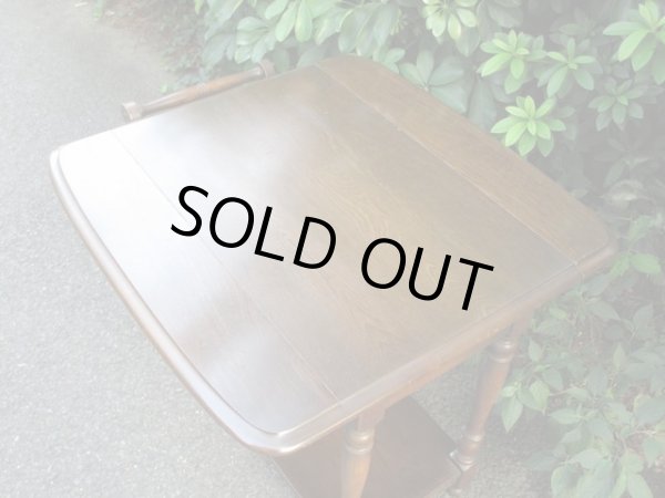 画像4: 古いオーク無垢材のバタフライテーブル ワゴン