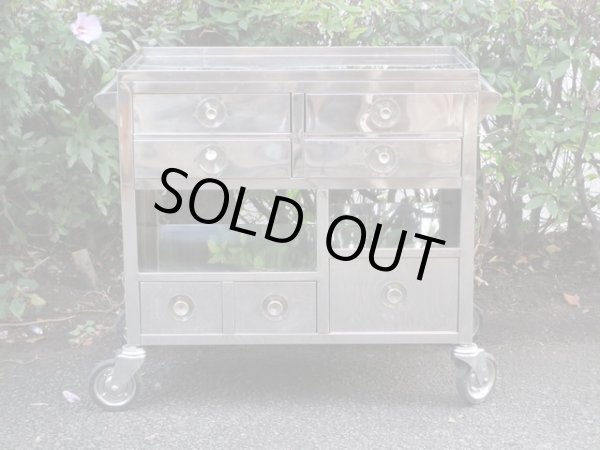 画像2: 古い ステンレス製ワゴン カート