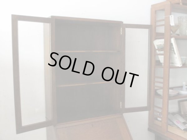 画像5: 古いオーク材ライティングデスク ビューロー ブックケース ヴィンテージ