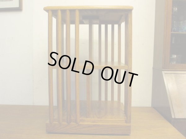 画像3: 古いオーク材の回転式ブックシェルフ 本棚本立て