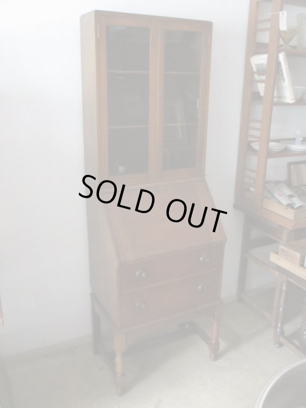 画像2: 古いオーク材ライティングデスク ビューロー ブックケース ヴィンテージ