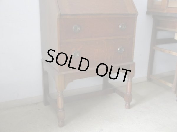 画像7: 古いオーク材ライティングデスク ビューロー ブックケース ヴィンテージ