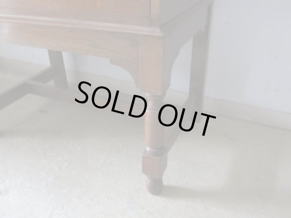 画像13: 古いオーク材ライティングデスク ビューロー ブックケース ヴィンテージ