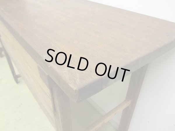 画像14: ヴィンテージ 横長の木製デスク 平机