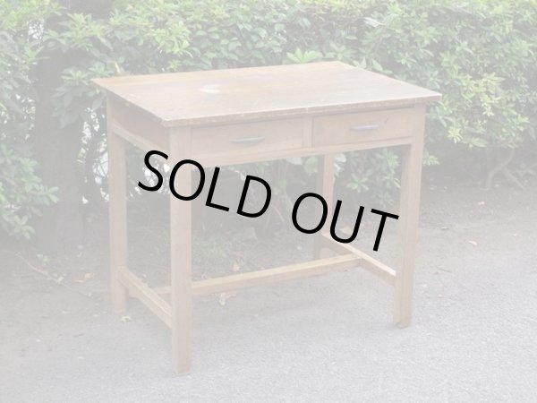 画像2: ヴィンテージ ２杯引出し平机 デスク 作業台