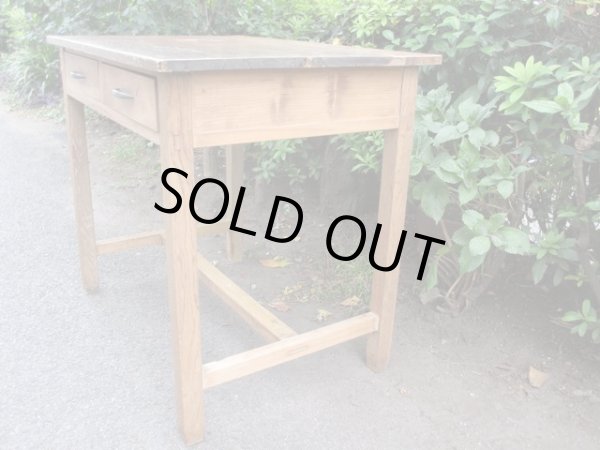 画像3: ヴィンテージ ２杯引出し平机 デスク 作業台