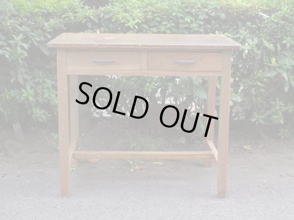 画像6: ヴィンテージ ２杯引出し平机 デスク 作業台