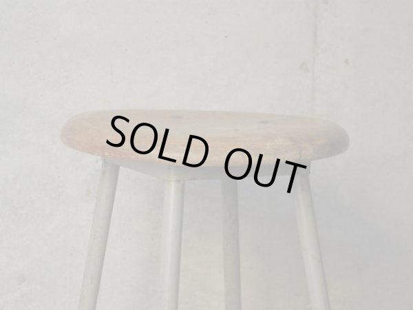 画像8: ヴィンテージ 古い鉄脚のスツール 丸椅子