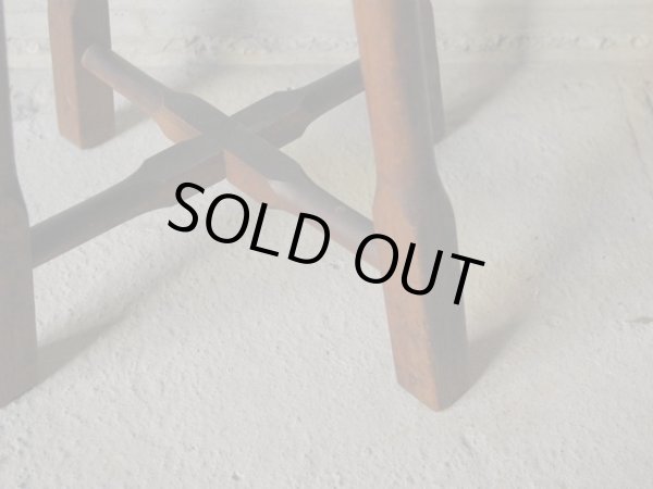 画像10: アンティーク 丸椅子 木製スツール