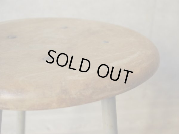 画像7: ヴィンテージ 古い鉄脚のスツール 丸椅子