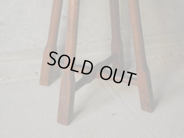 画像9: アンティーク 丸椅子 木製スツール