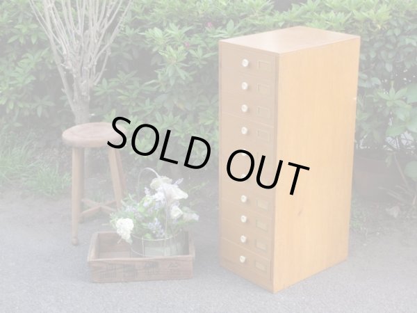 画像15: ヴィンテージ 木味の10杯引出し A4書類棚（１）