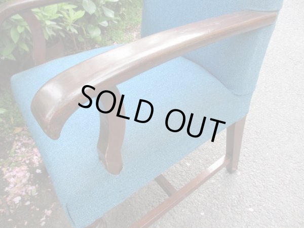 画像10: アンティーク ブルーの一人掛けソファ アームチェア（２）