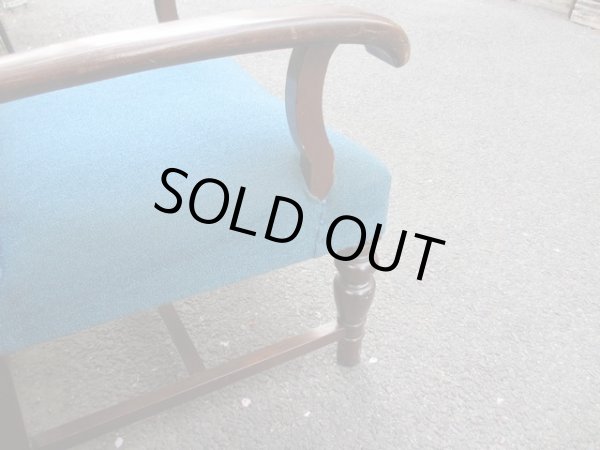 画像12: アンティーク ブルーの一人掛けソファ アームチェア