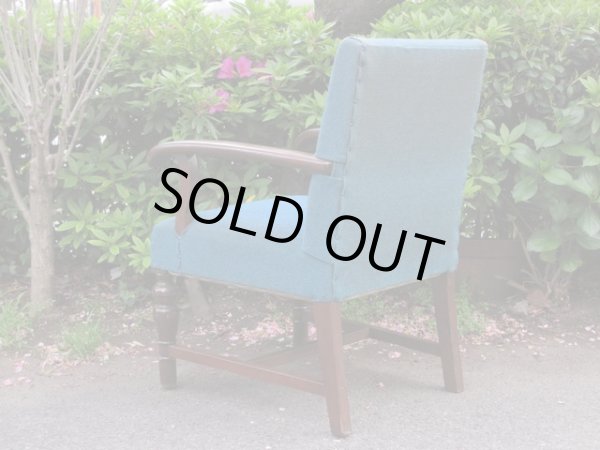 画像3: アンティーク ブルーの一人掛けソファ アームチェア（２）