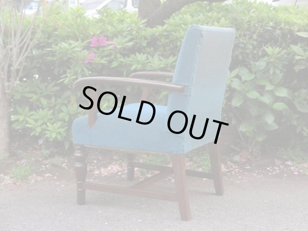 画像3: アンティーク ブルーの一人掛けソファ アームチェア