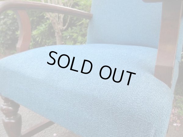 画像10: アンティーク ブルーの一人掛けソファ アームチェア