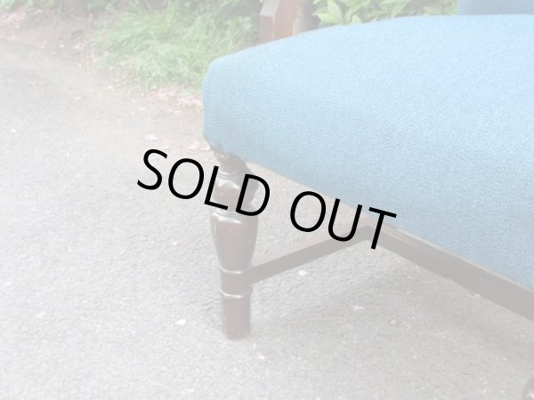 画像9: アンティーク ブルーの一人掛けソファ アームチェア（２）