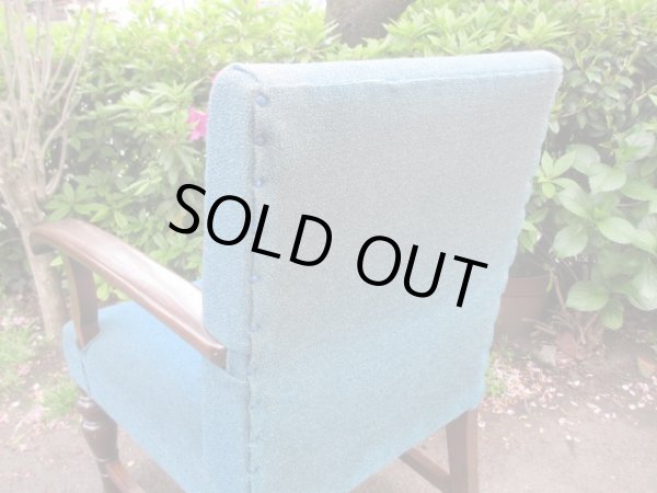 画像6: アンティーク ブルーの一人掛けソファ アームチェア（２）