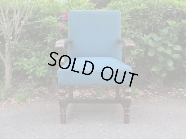 画像4: アンティーク ブルーの一人掛けソファ アームチェア