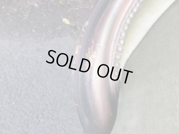 画像12: アンティーク シングルソファ モスグリーン ロココ調 一人掛け (1)