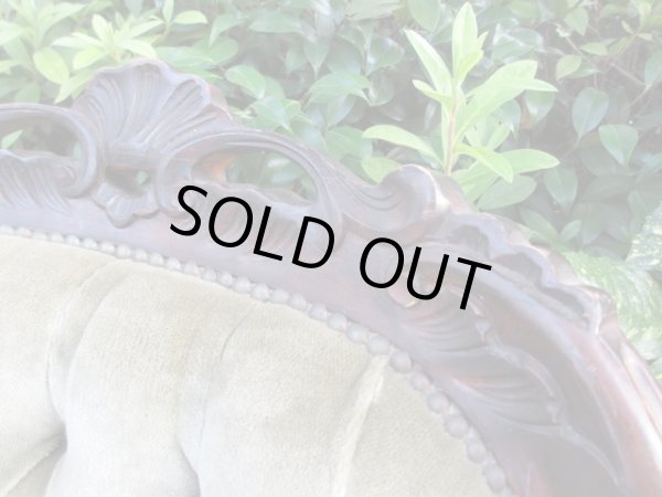 画像10: アンティーク シングルソファ モスグリーン ロココ調 一人掛け (1)