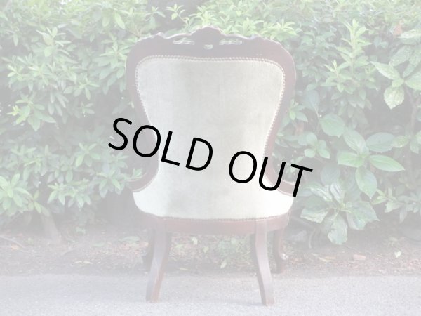 画像4: アンティーク シングルソファ モスグリーン ロココ調 一人掛け (2)